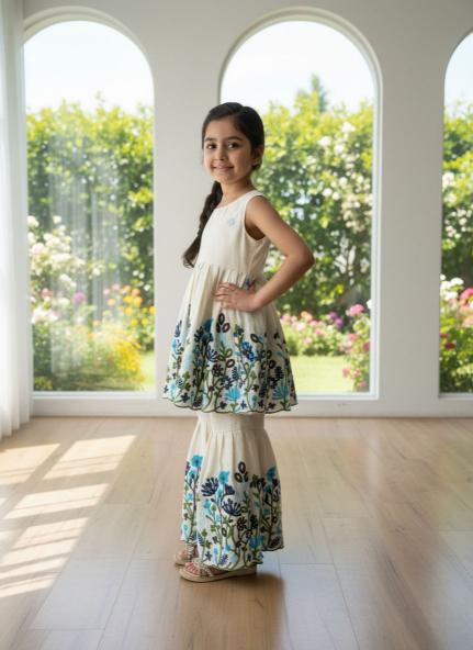 LITTLE KIDS TRENDING SHARARA SET cotton Kids clothing distributors in Delhi - wholesale export